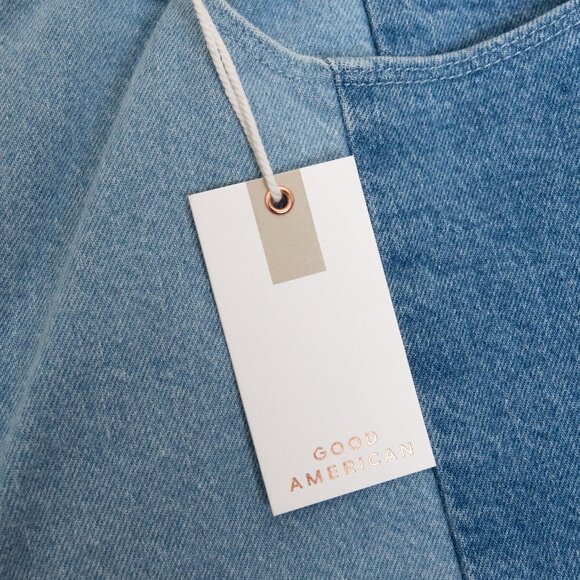 Good American Patchwork Jeans Good Icon Relaxed Straight Ankle Size 14/ US 32 - Picture 9 of 14